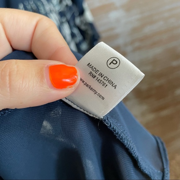 Parker Linette Combo Dress Blue Rooted Floral Silk - Picture 5 of 6